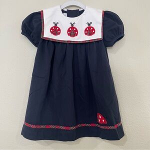 Bonnie Jean Navy Dress with Ladybug Design